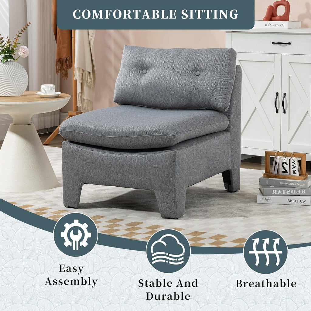 Gray Velvet Oversized Armless Chair A14367