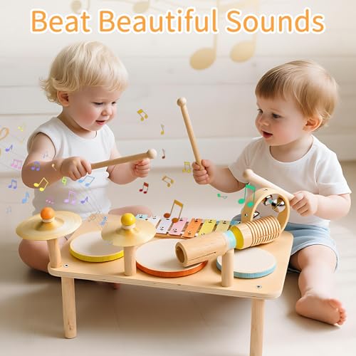 Kids Drum Set with Xylophone Cymbals Bell and Tone Block B428929