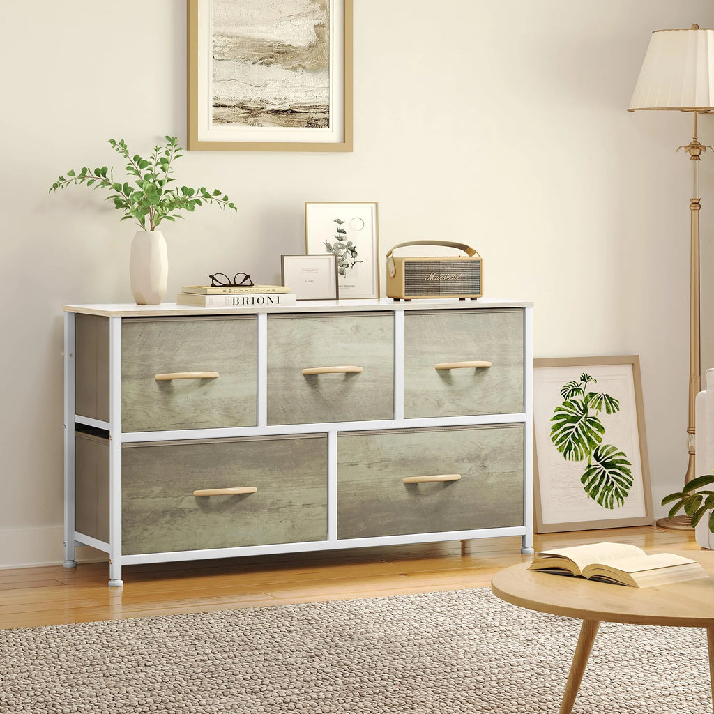 4 Drawer Fabric Storage Dresser with Wooden Top Z537086