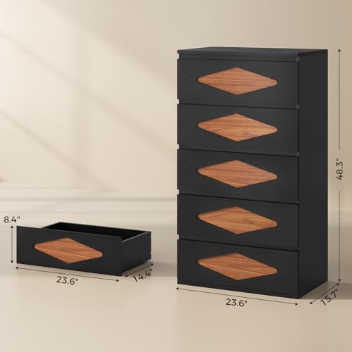 Black Brown 4 Drawer Wooden Dresser F7574