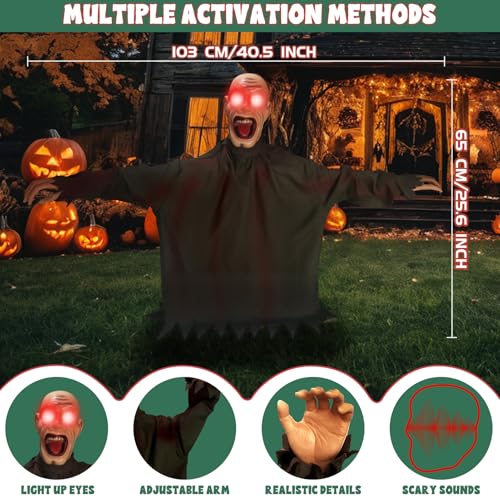 Animated Halloween Groundbreaker Zombie Props with LED Eye U109450