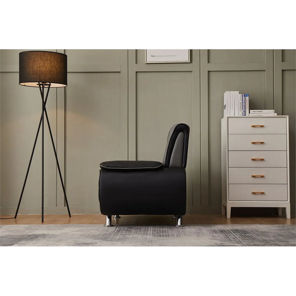 Black Faux Leather Sofa J9137