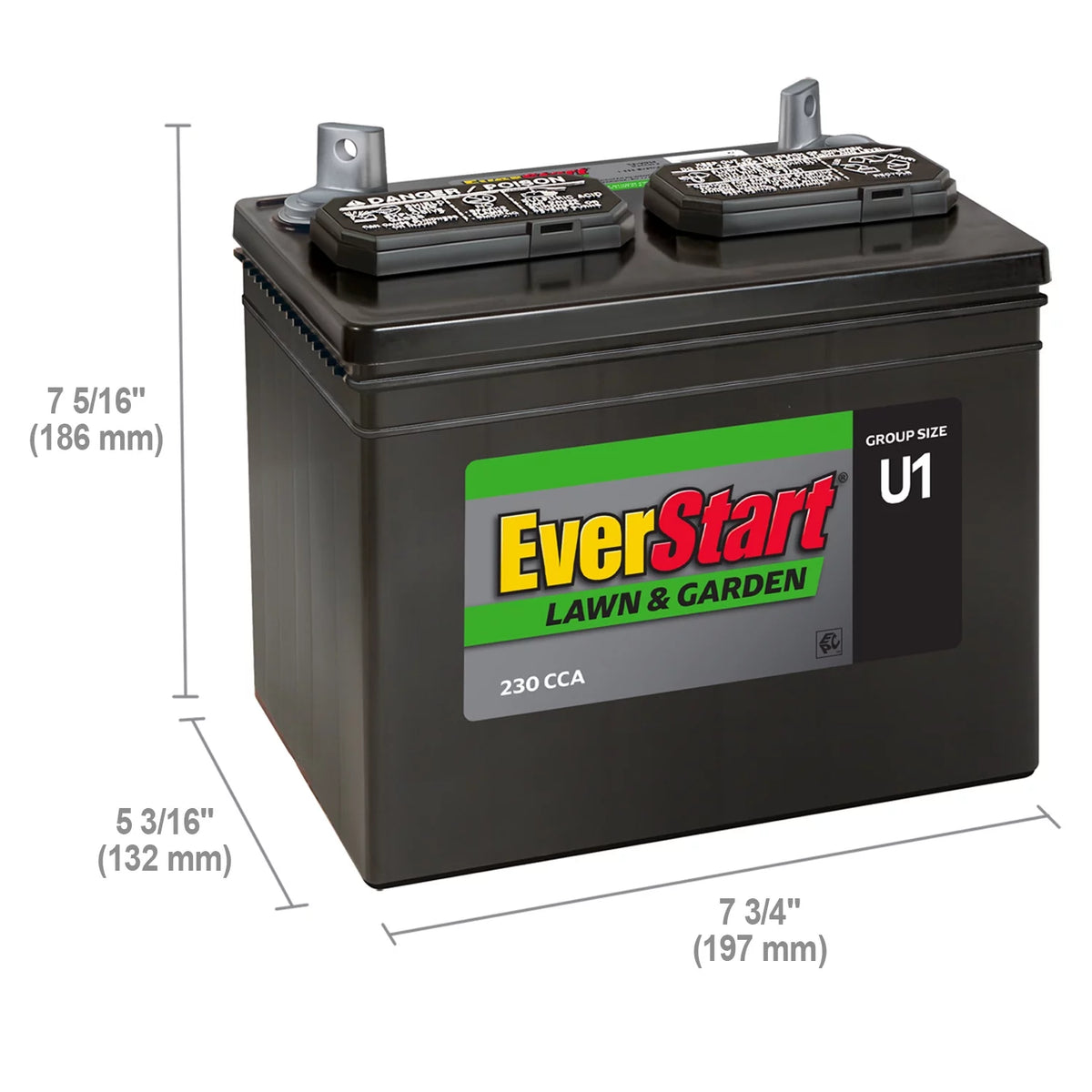 Lead Acid Lawn & Garden Battery, Group Size U1 12 Volt, 230 CCA Y659706