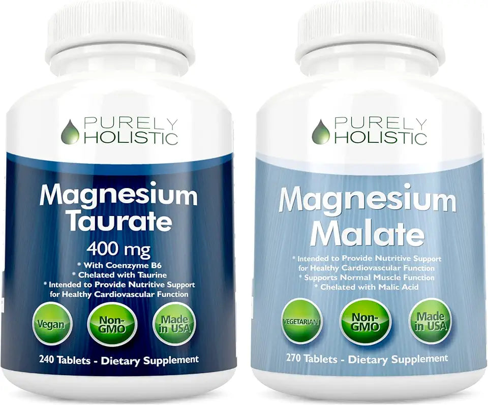 Magnesium Taurate 400mg + Magnesium Malate 400mg 270 + 270 Vegetarian Tablets N657039