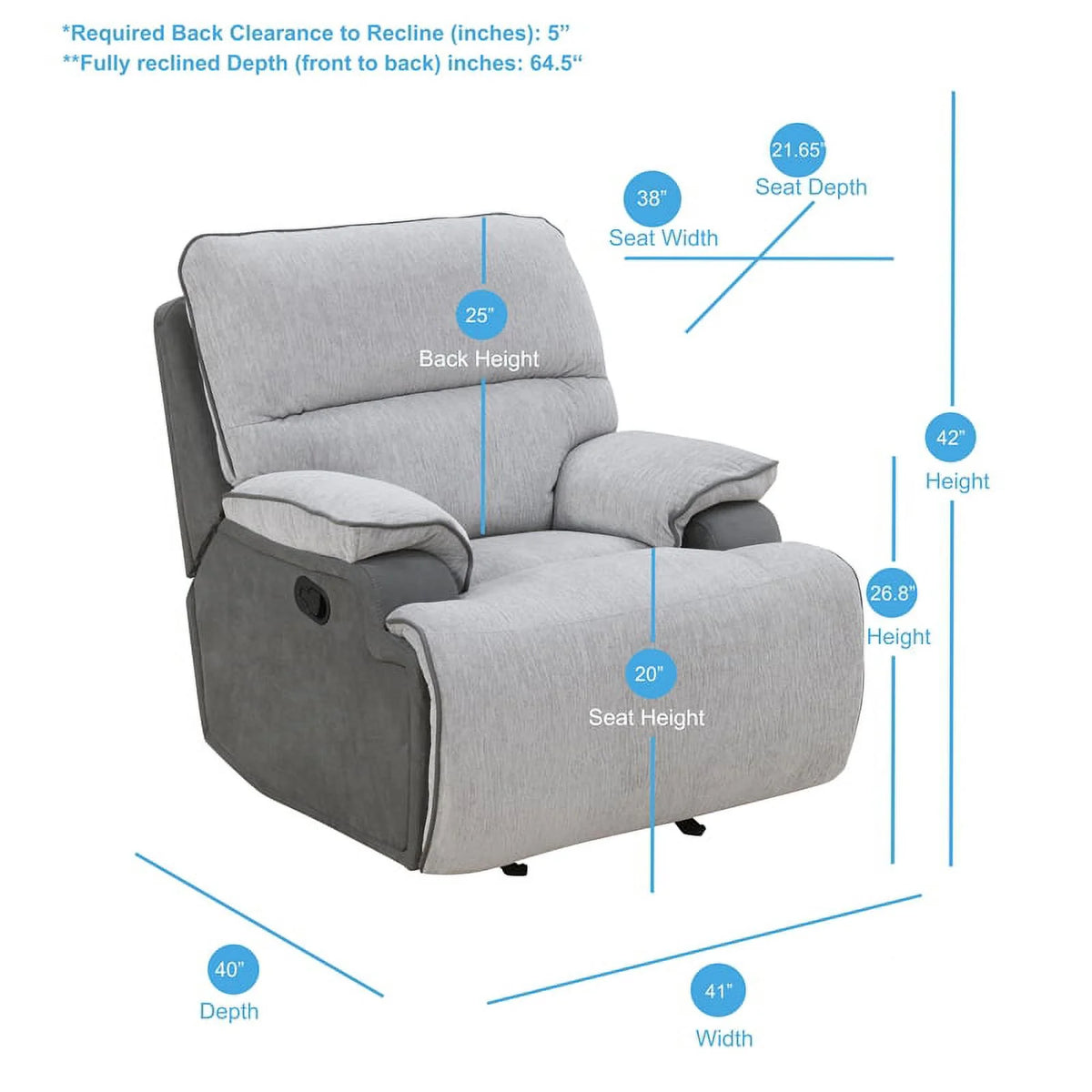 Light Gray Fabric Recliner Chair A5242