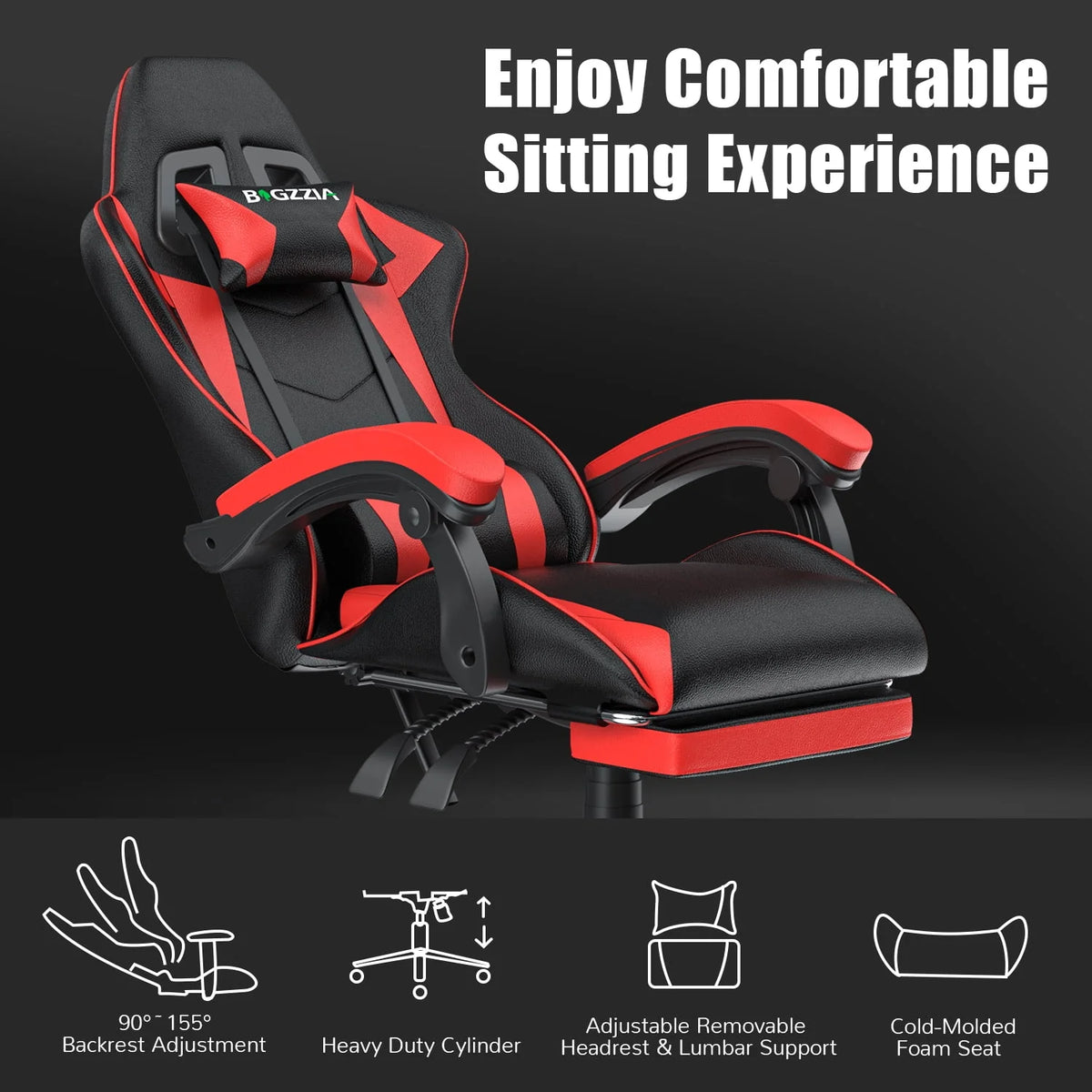 Pink Gaming Chair with Lumbar Support and Headrest L1527