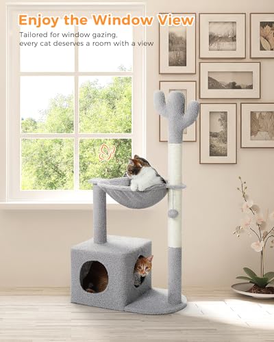 40" Cat Tree with Metal Carpet Hammock and Scratching Post D47089