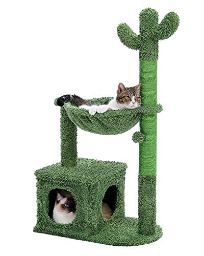 40" Cat Tree with Metal Carpet Hammock and Scratching Post D47089