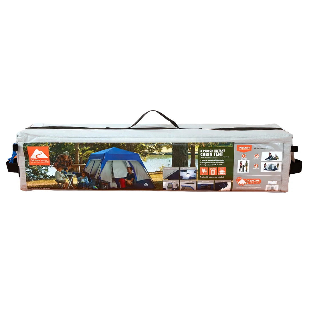 4-Person Instant Cabin Tent with LED Lighted Hub J365195