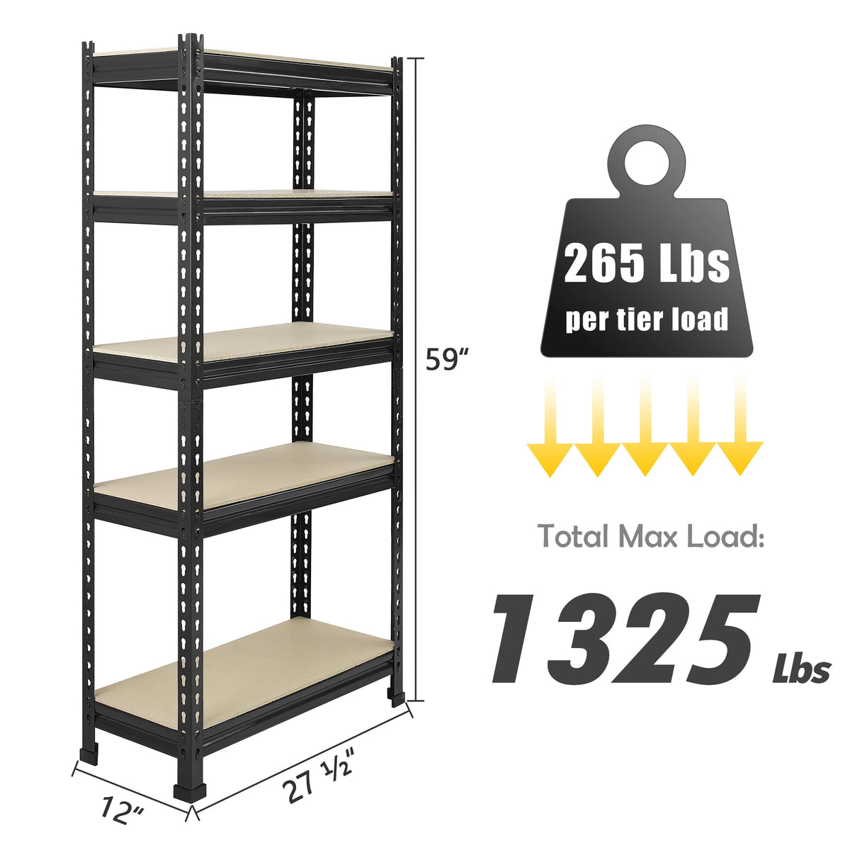 5 Tier Adjustable Metal Storage Shelves, 3 Pack Z717235