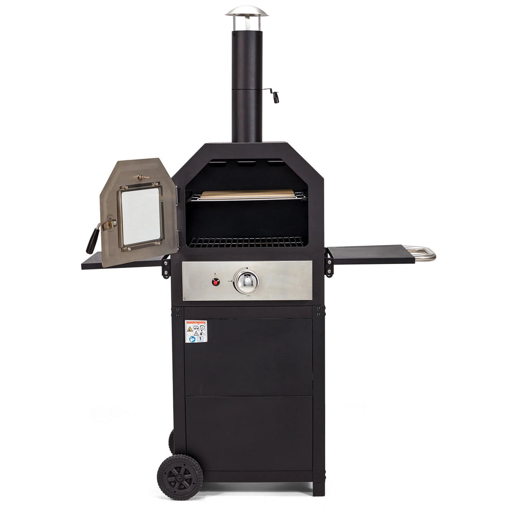 12" Propane Gas Pizza Oven with 2 Foldable Shelves and Wheels N995