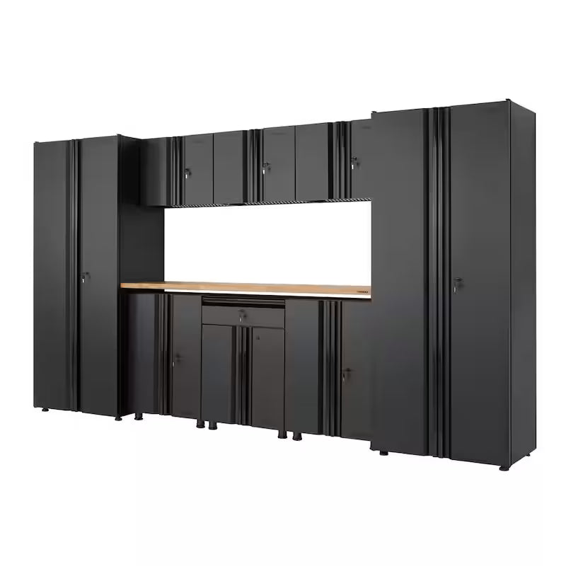 9 Piece Welded Steel Garage Storage System in Black Q254