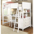 Twin Loft Bed with Desk and Shelf in White G866