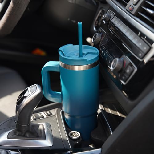 40 oz Insulated Stainless Steel Tumbler with Handle and 2 Straws I603