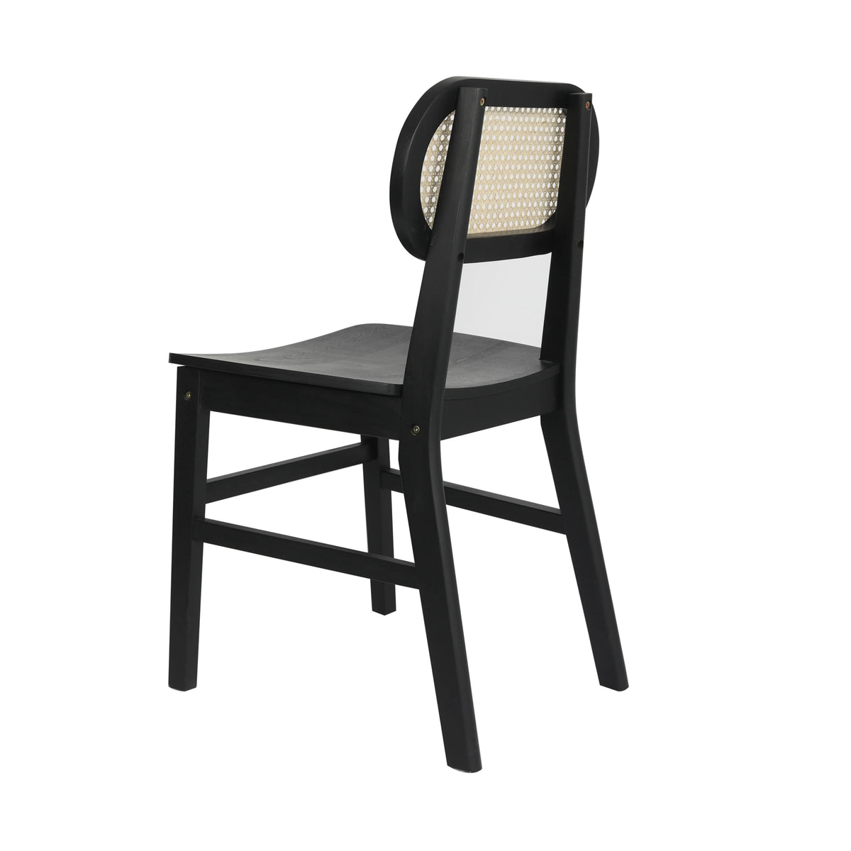 Set of 2 Cane Rattan Dining Chairs with Solid Wood Frames O149