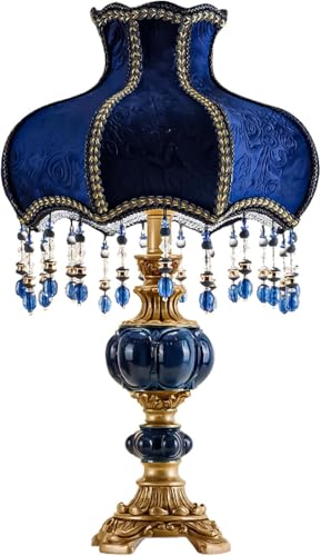 Fabric Lampshade Antique Varnished Resin Table Lamp J92561