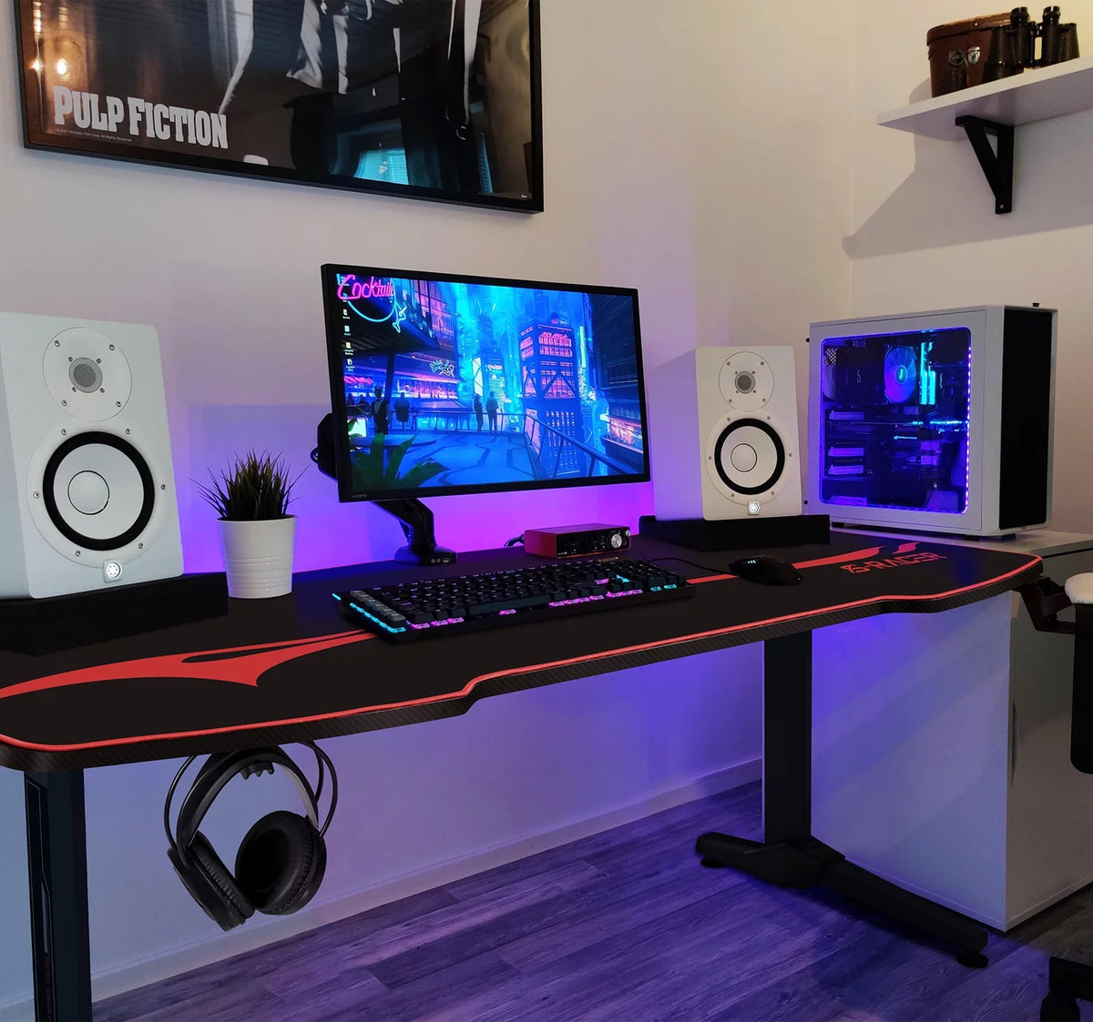 55 inch T-Shaped Legs Gaming Desk with Mouse Pad J9196