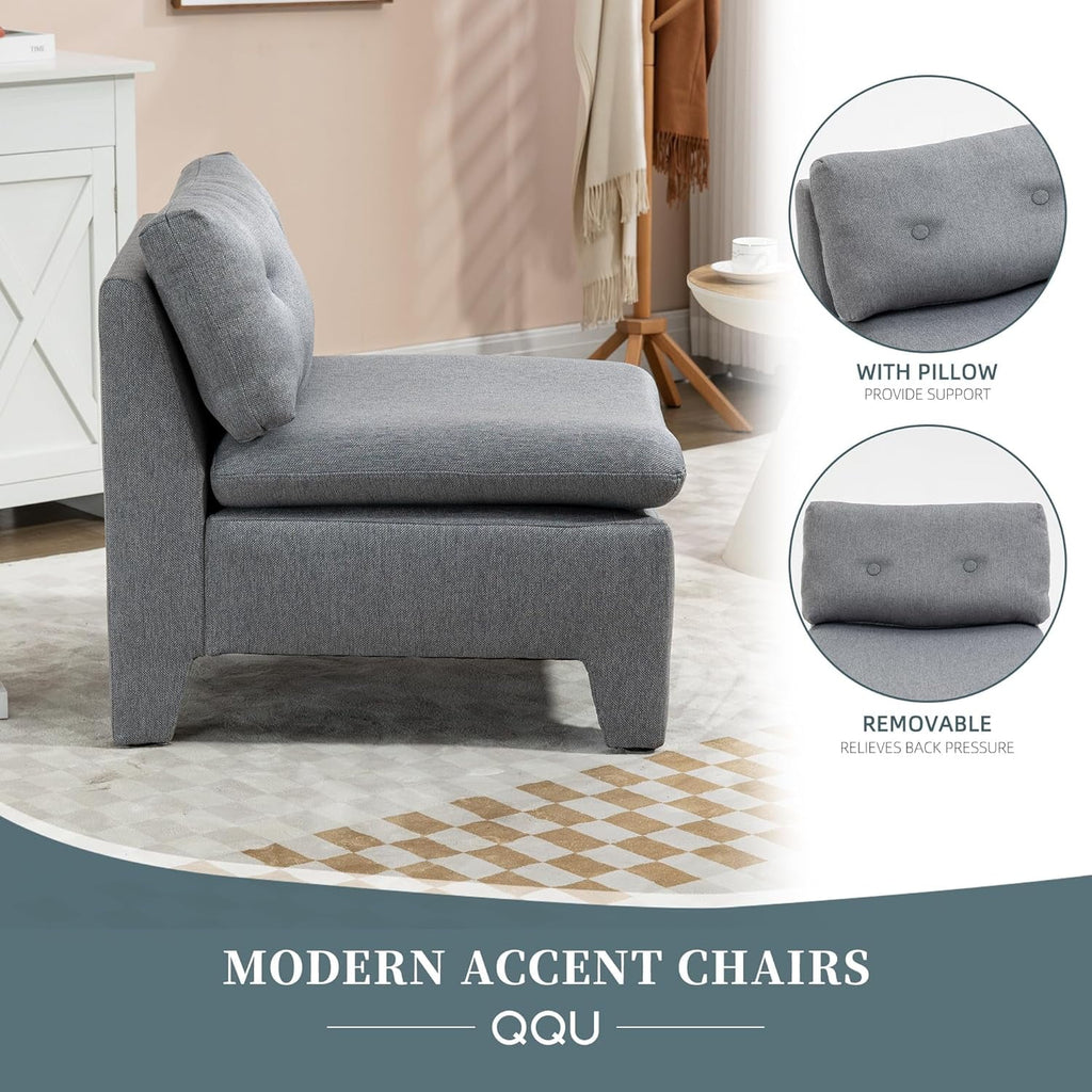 Gray Velvet Oversized Armless Chair A14367