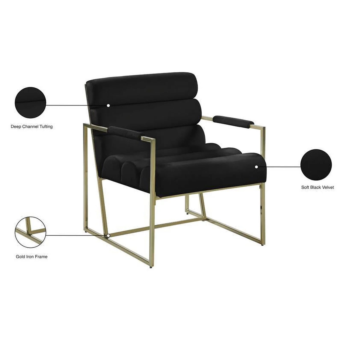 Black Velvet Accent Chair Set of 2 S413954