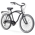 24 inch Matte Black 7-Speed Beach Cruiser Bicycle J128