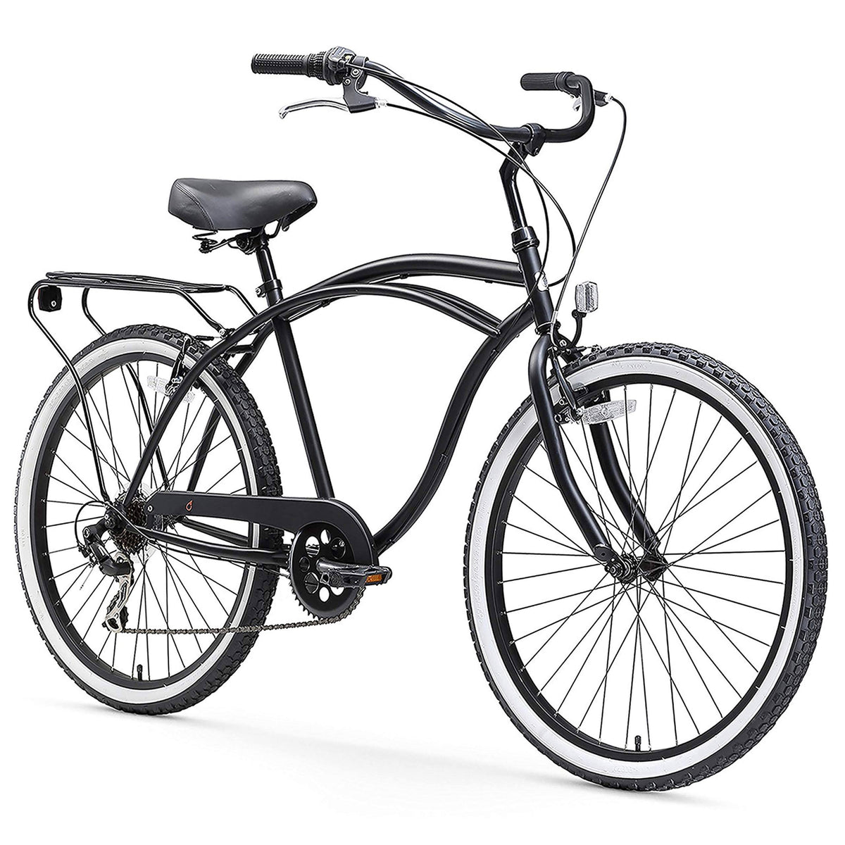 24 inch Matte Black 7-Speed Beach Cruiser Bicycle J128