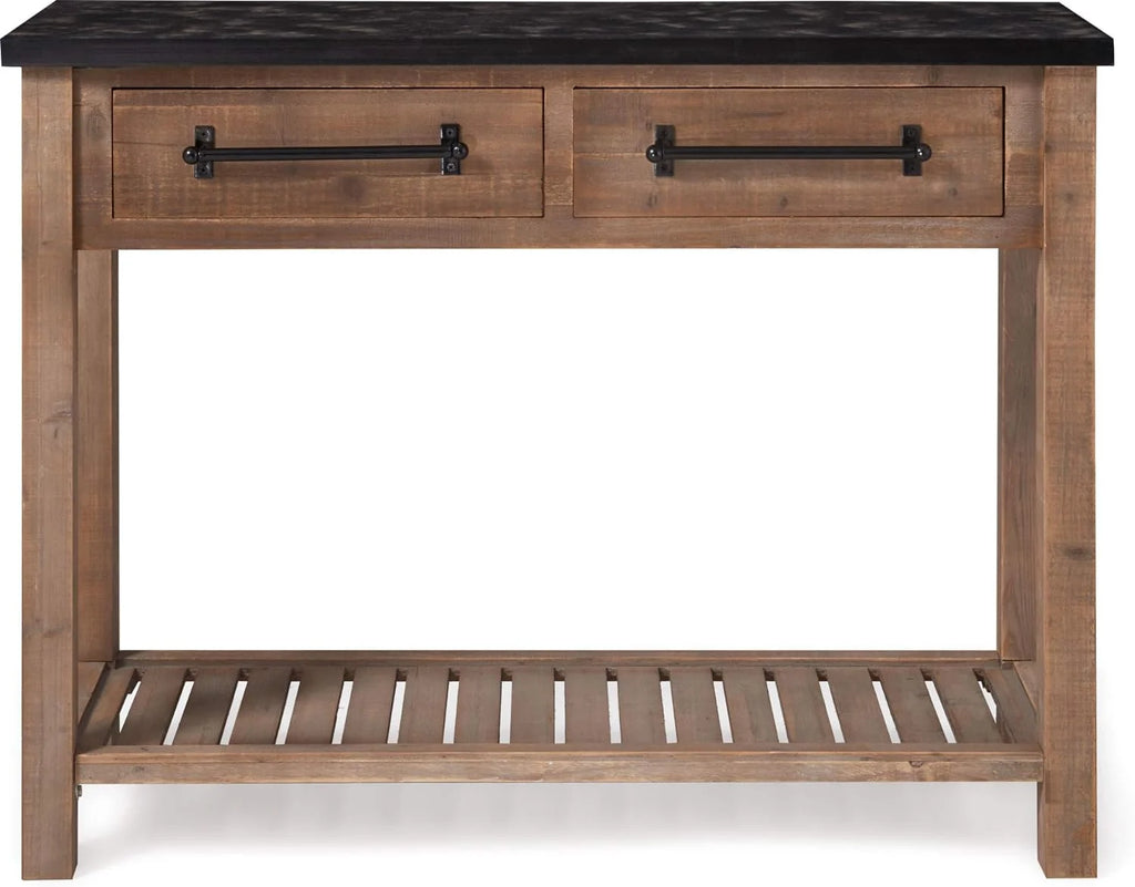 Brown Wooden Console 2 Drawers with Shelf Storage A64822