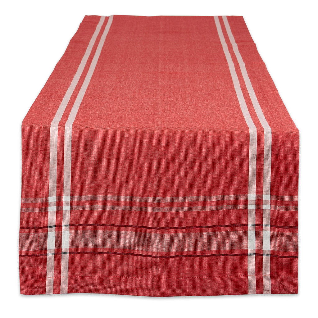 14" x 108" Red and White Chambray Table Runner G47645