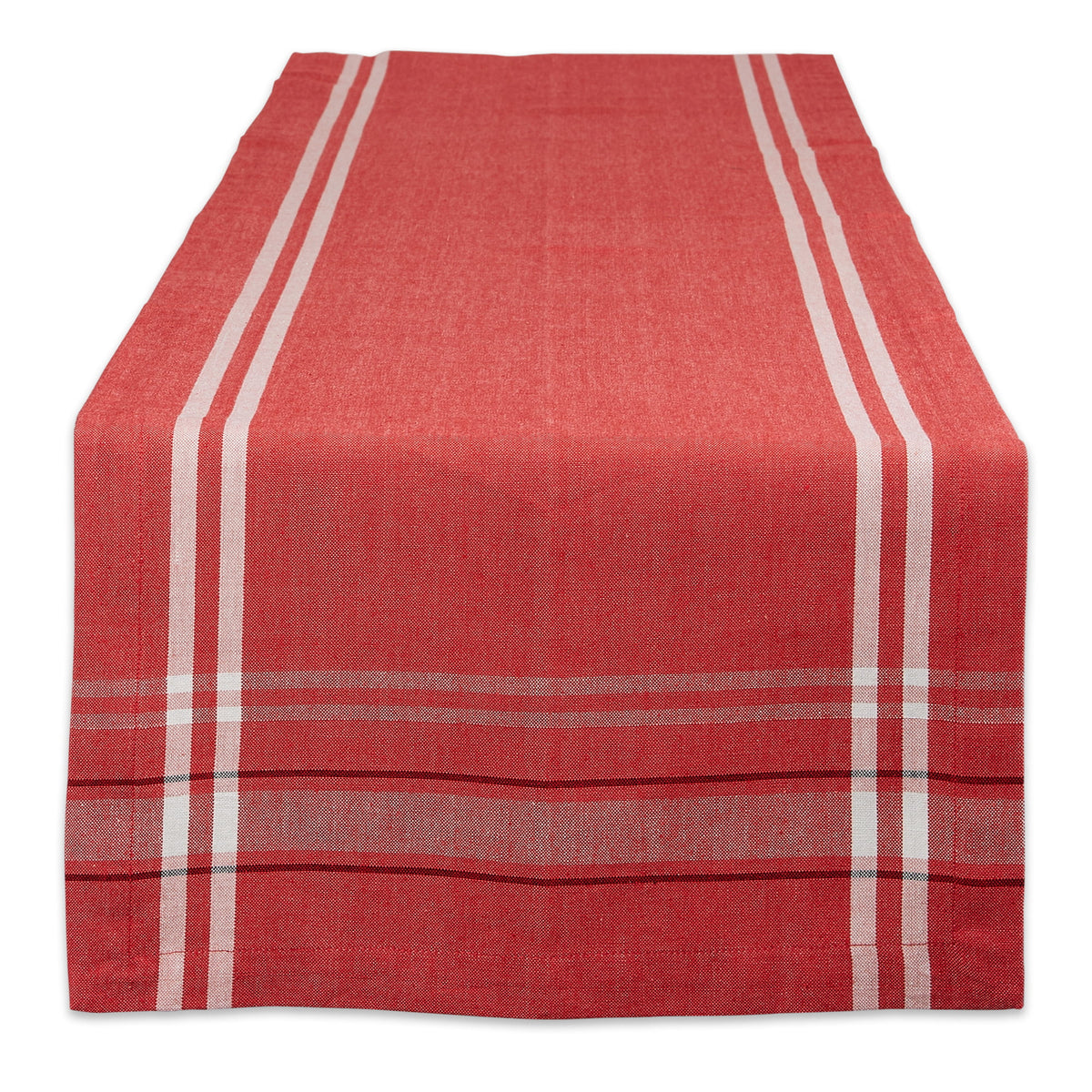 14" x 108" Red and White Chambray Table Runner G47645