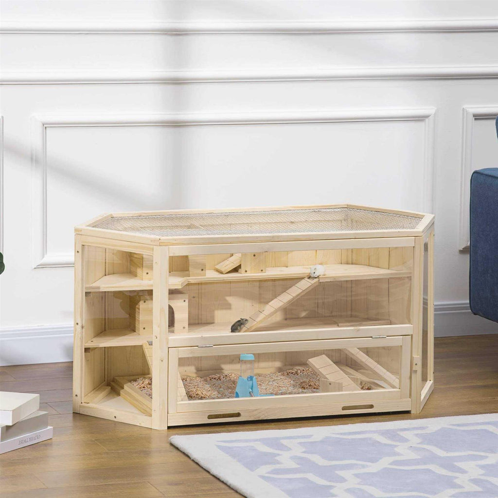 3 Tier Wooden Hamster Cage with Slide P380