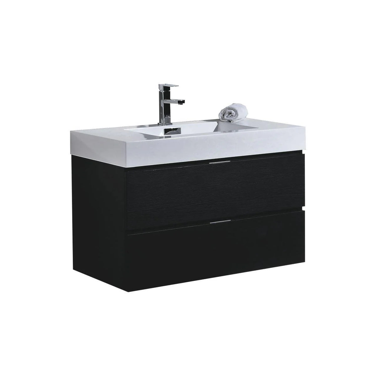 36 in. Wall Mount Black Bathroom Vanity B673810