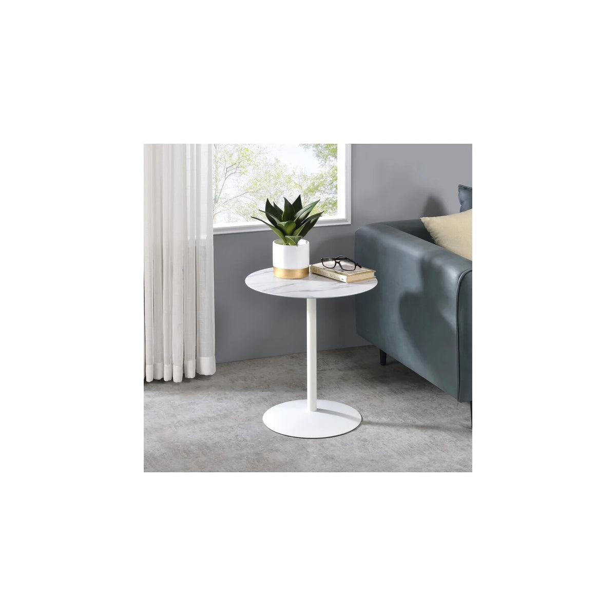 End Table With Marble Textured Glass Top B478321