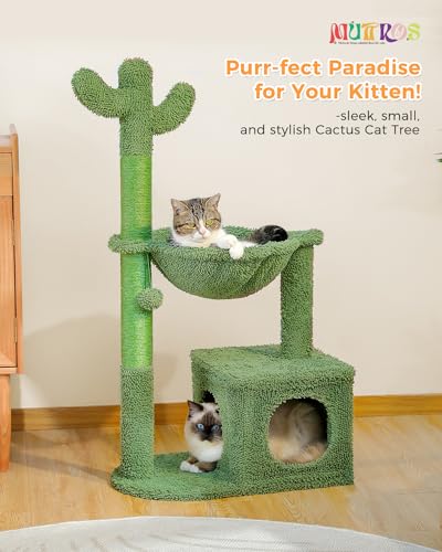 40" Cat Tree with Metal Carpet Hammock and Scratching Post D47089