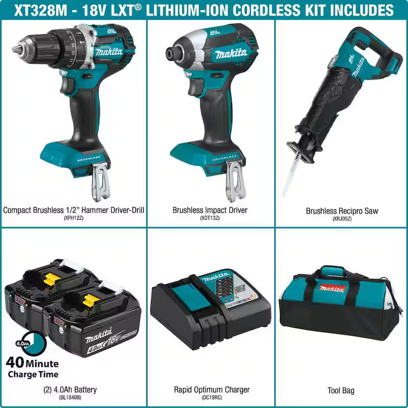 18V Lithium-Ion Brushless Cordless 3-Tool Combo Kit with 4.0 Ah Batteries Z4598