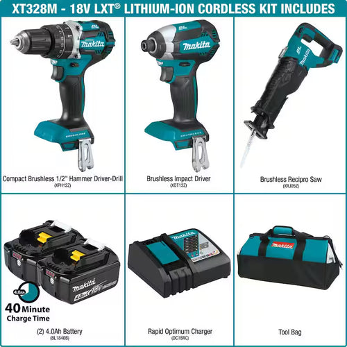 18V Lithium-Ion Brushless Cordless 3-Tool Combo Kit with 4.0 Ah Batteries Z4598