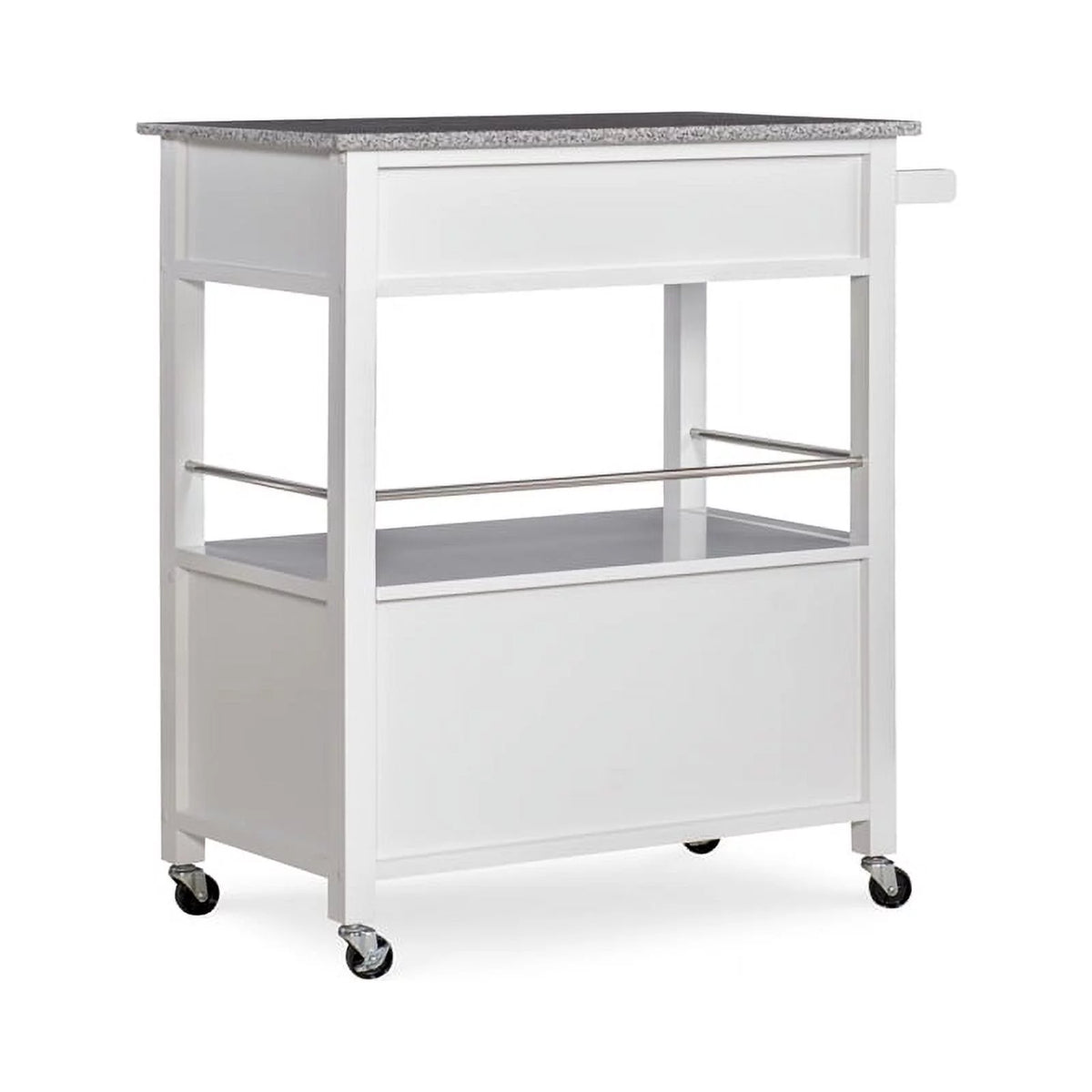 Wood Granite-Top Kitchen Cart in Bright White W852269
