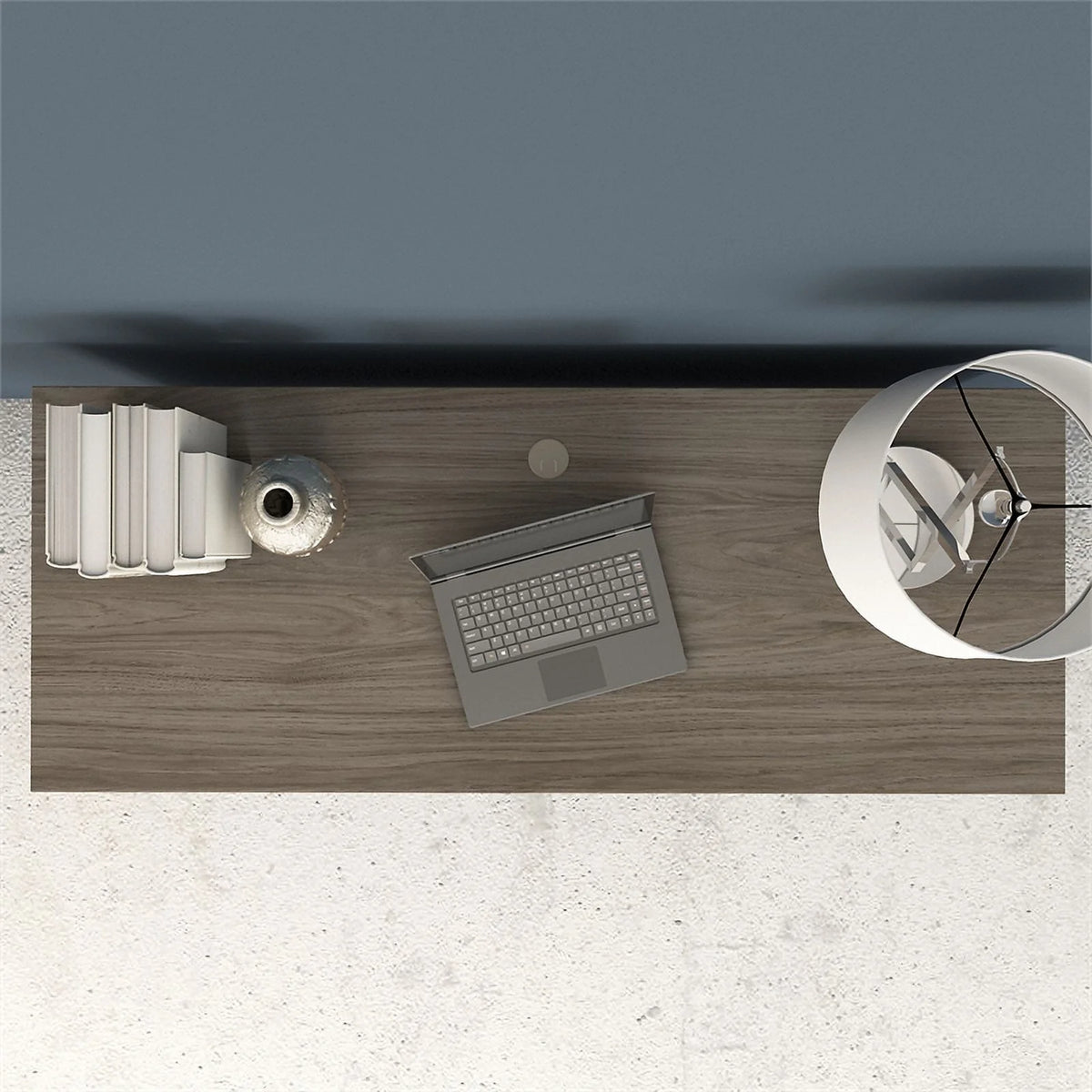 Modern Hickory Engineered Wood Credenza Desk Y41579