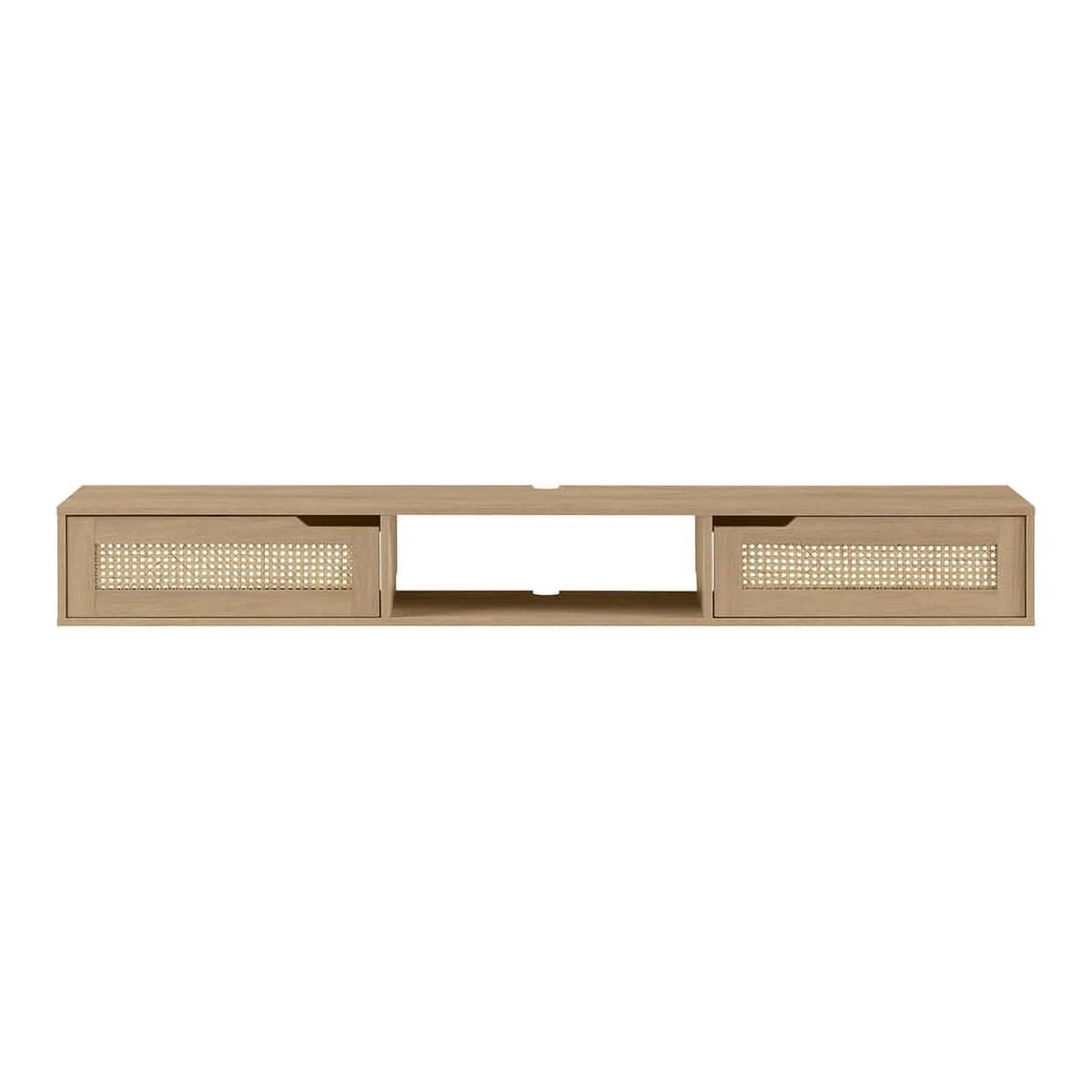 70" Oak Wood TV Stand with Rattan Doors Z851774