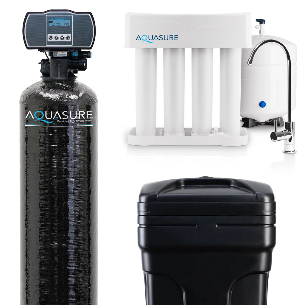 Whole House Water Softener Reverse Osmosis Drinking Water Filter Bundle 32,000 Grains B7921