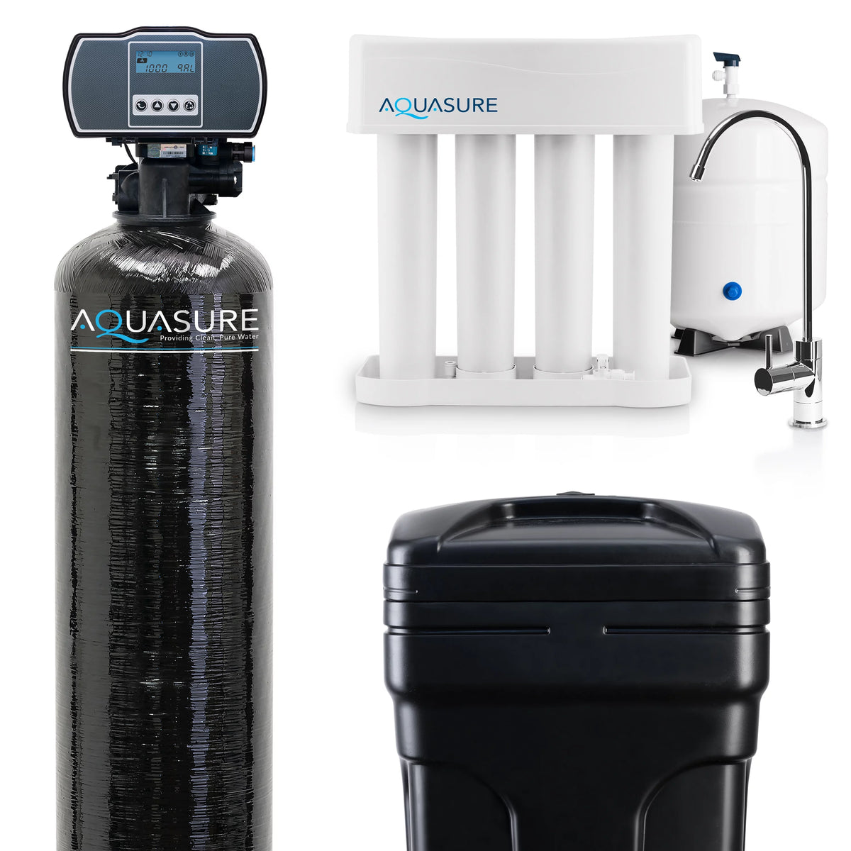 Whole House Water Softener Reverse Osmosis Drinking Water Filter Bundle 32,000 Grains B7921