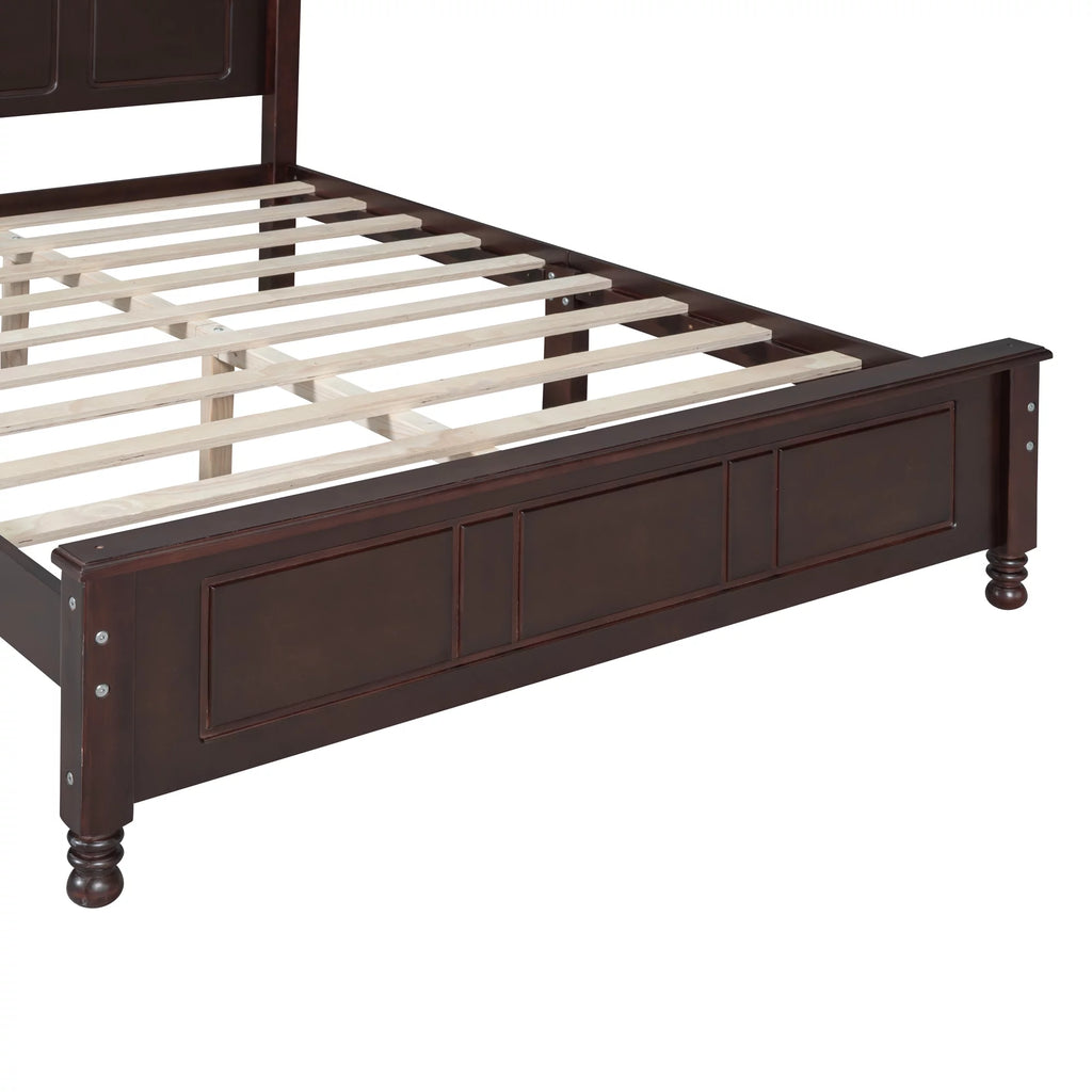 Full Size Wooden Platform Bed Frame with Slat Support J906847