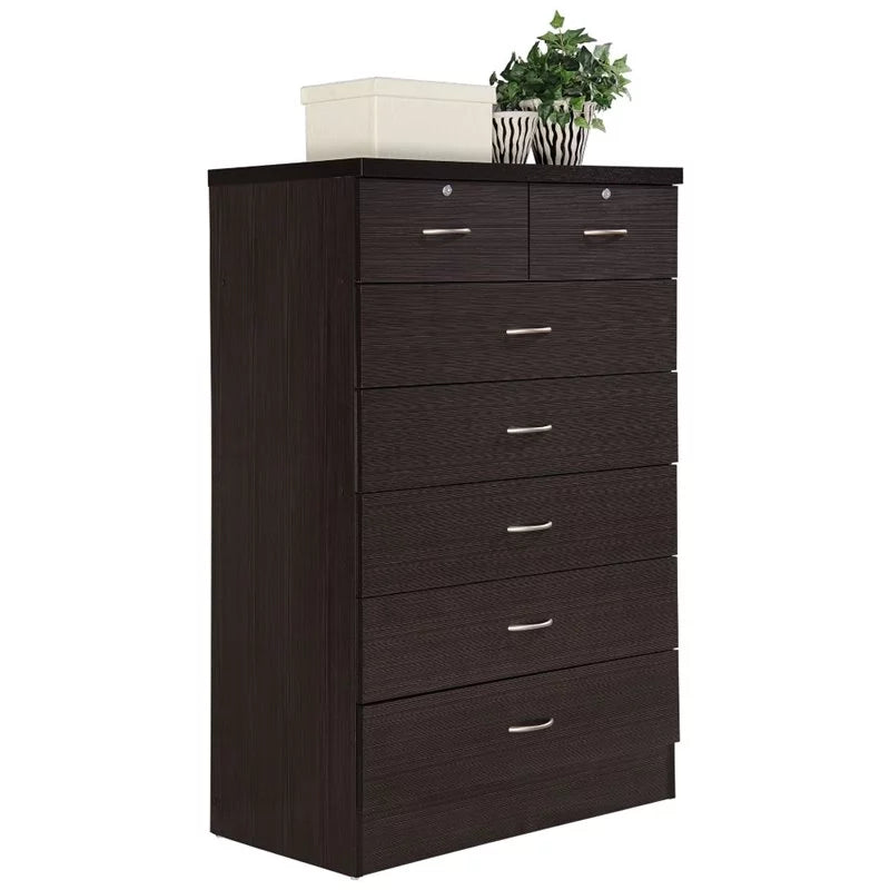 7 Drawer Wood Chest Set with Locks in Chocolate Z29003