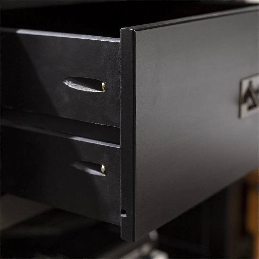 2-Piece 1-Drawer Solid Wood Nightstand Set in Black N587