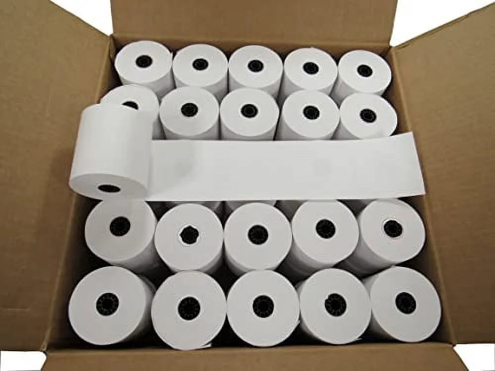 Kitchen Printer Paper 50 Rolls 3" x 165' 1 Ply Bond Non-Thermal Receipt Paper D644441
