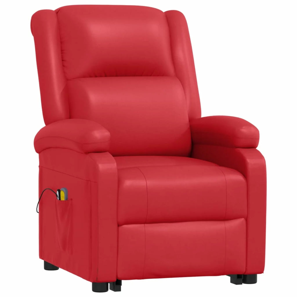 Red Faux Leather Power Lift Massage Recliner C506