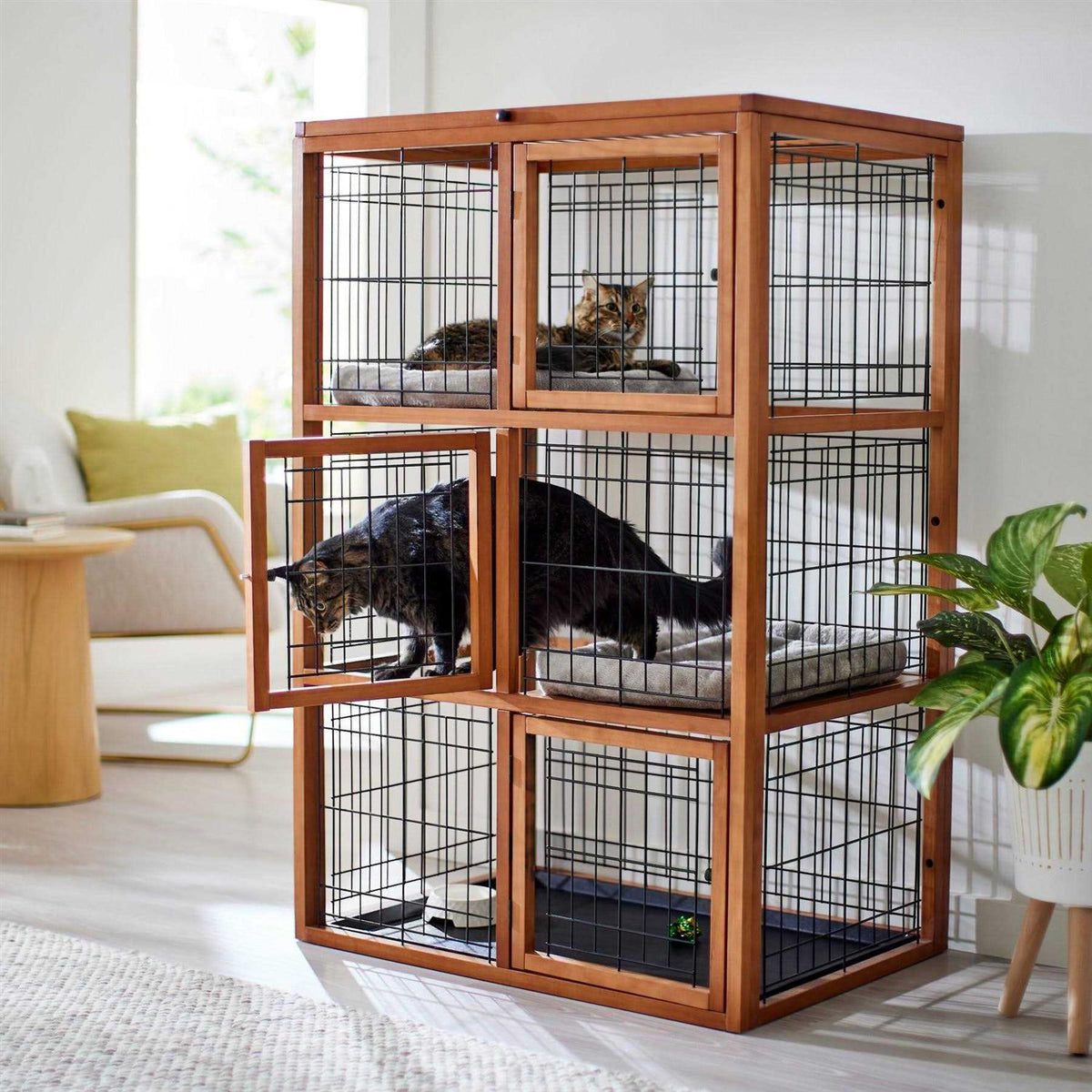 Collapsible Wood & Wire Cat Playpen I325