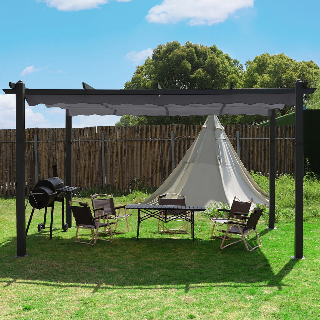 10' x 10' Gray Metal Pergola I4540