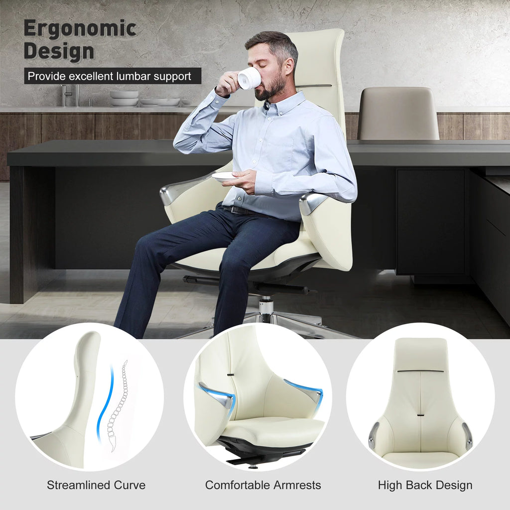 High Back Ergonomic Leather Office Chair with Adjustable Height and Tilt G64332