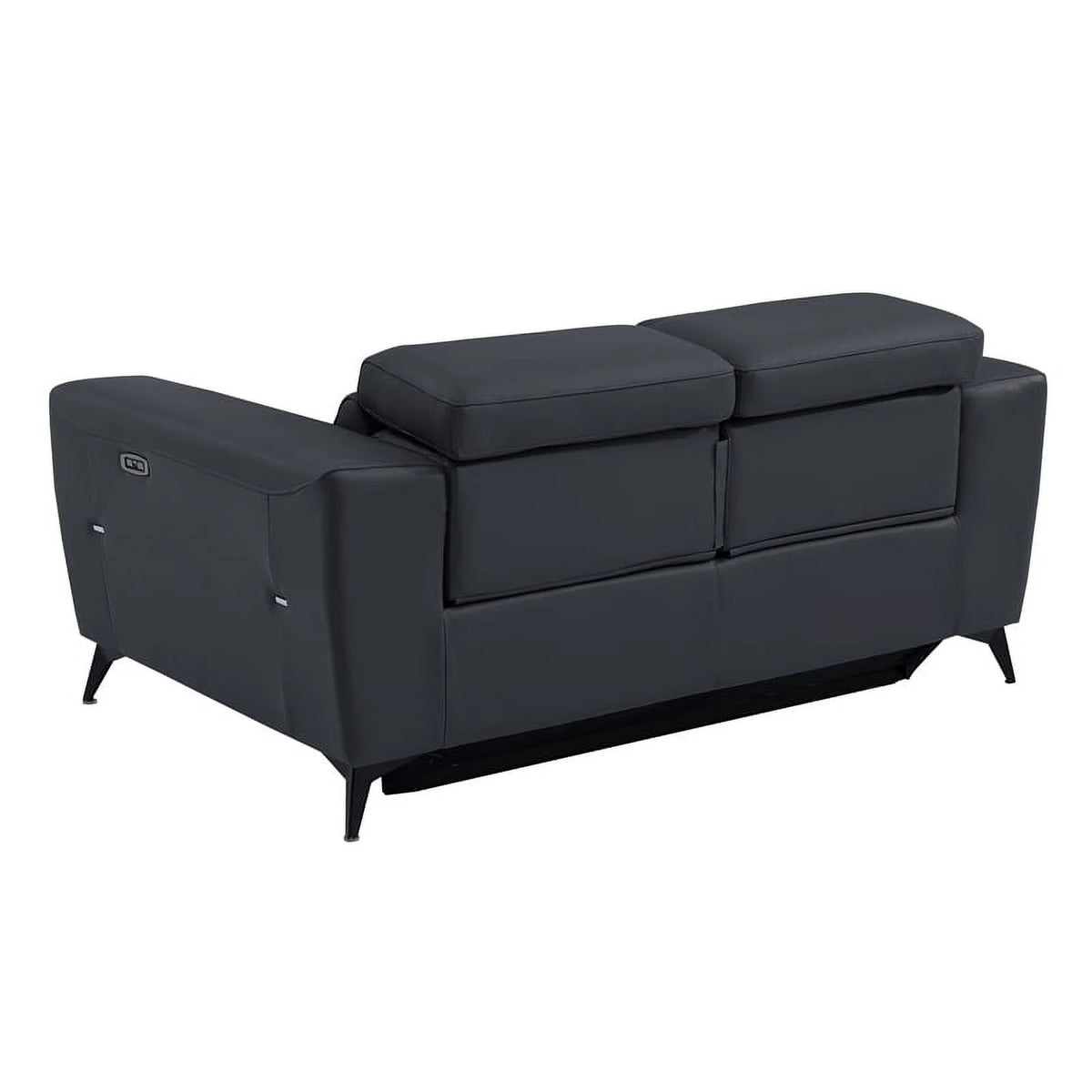 Dark Gray Italian Leather Power Recliner Loveseat W704115