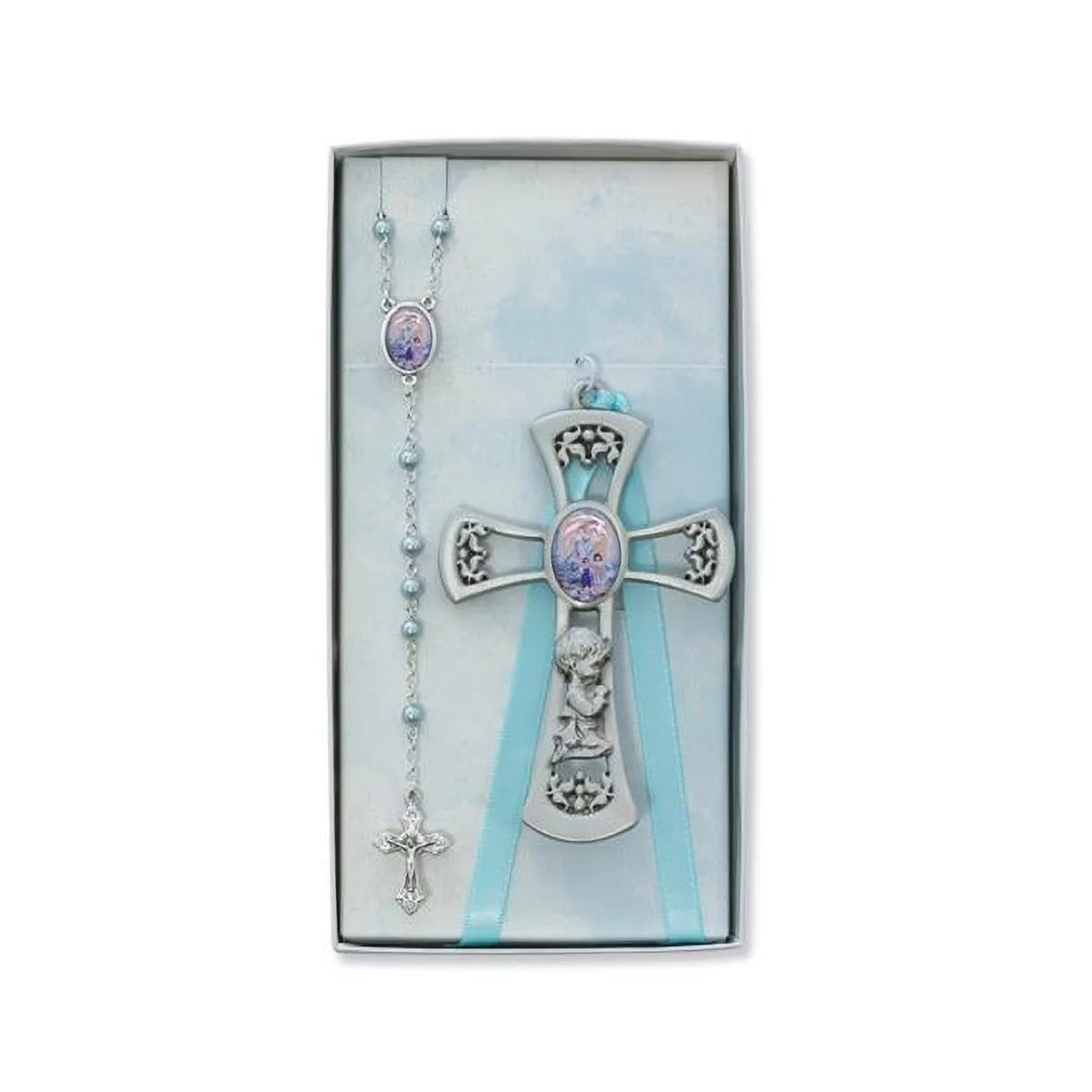 Blue Crib Cross & Rosary Set O3079