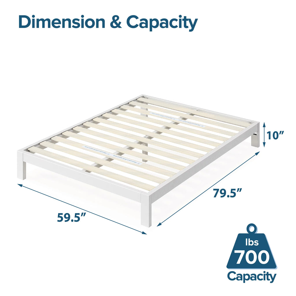White Metal Platform Bed Frame, Queen Y9818